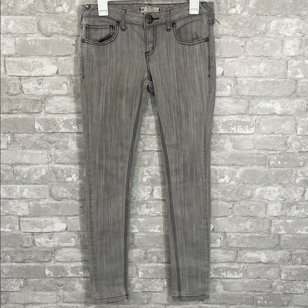 Free People Light Gray Denim Skinny Jeans
